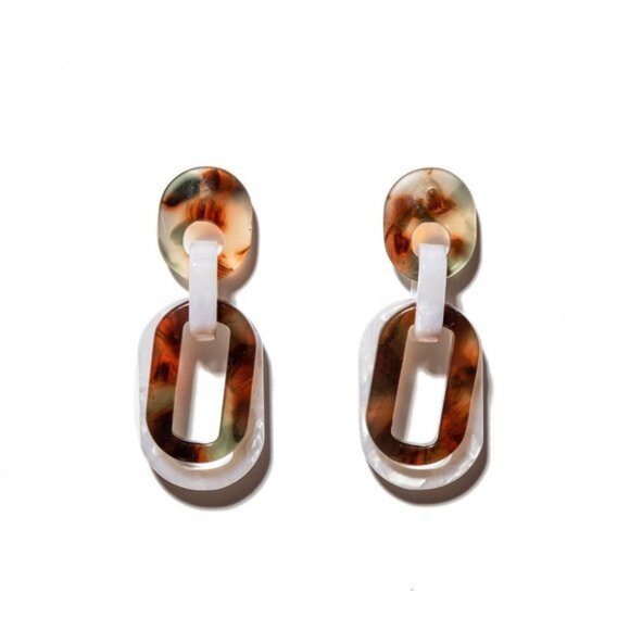 Lele Sadoughi Mini Slim Banded Oval Hoop Earrings - Picture 1 of 2